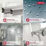 Lyndall 60 in. x 58-1/8 in. Semi-Frameless Traditional Sliding Bathtub Door in Chrome with Rain Glass - Super Arbor
