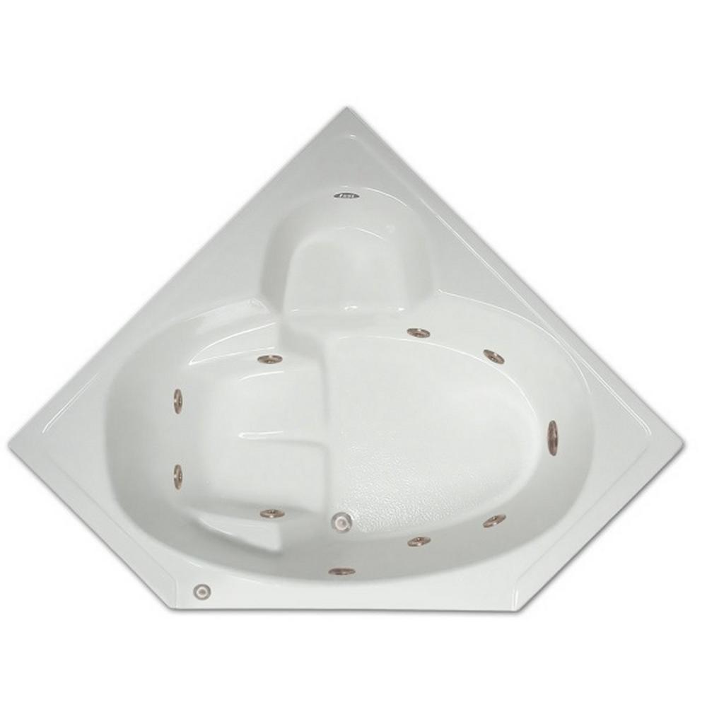 4.48 ft. Corner Drop-In Whirlpool Tub in White - Super Arbor