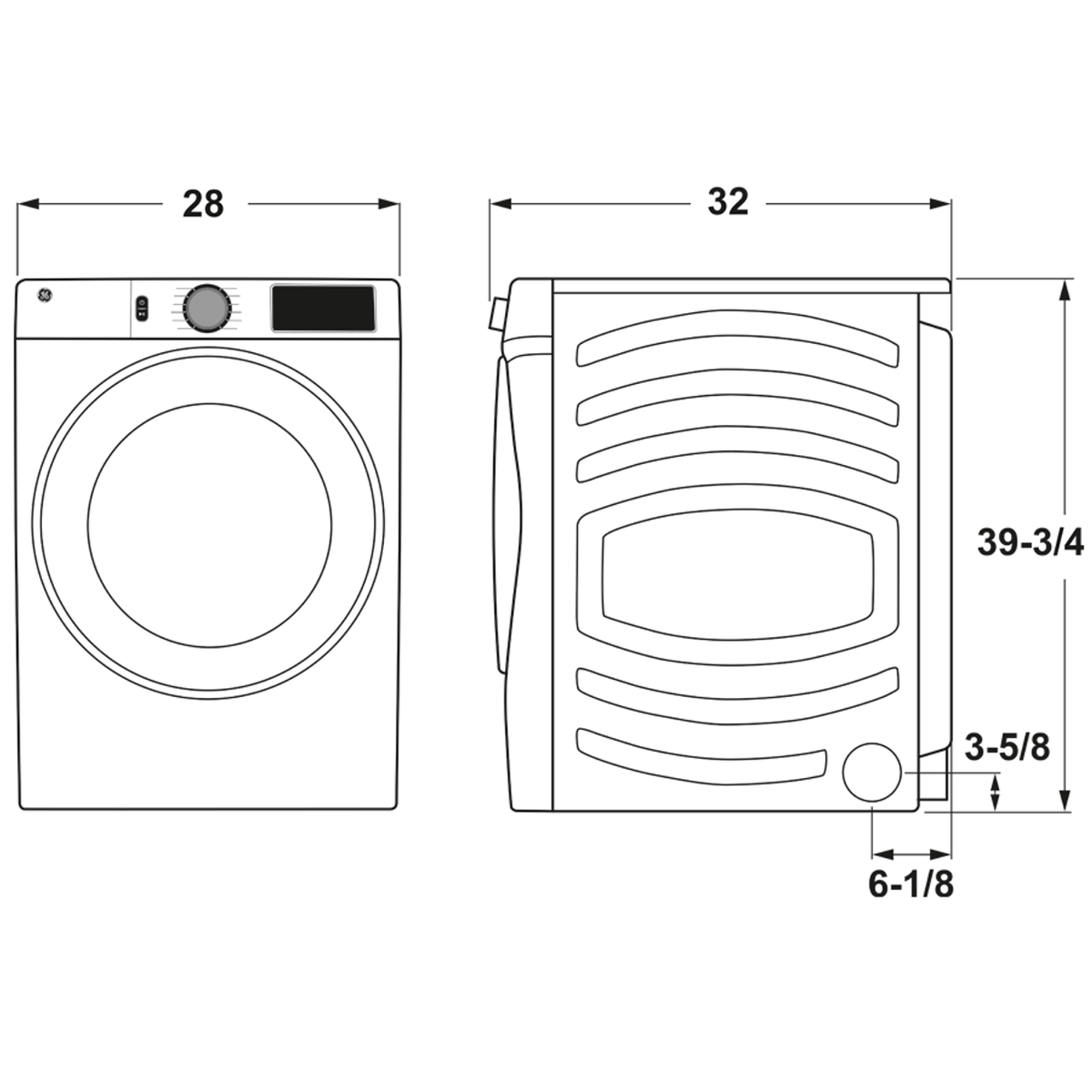 GE 7.8 cu. ft. Smart 240-Volt White Stackable Electric Vented Dryer with Sanitize Cycle, ENERGY STAR