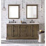 Clinton 72 in. W Double Vanity in Almond Latte with Natural Marble Vanity Top in White with White Sink - Super Arbor