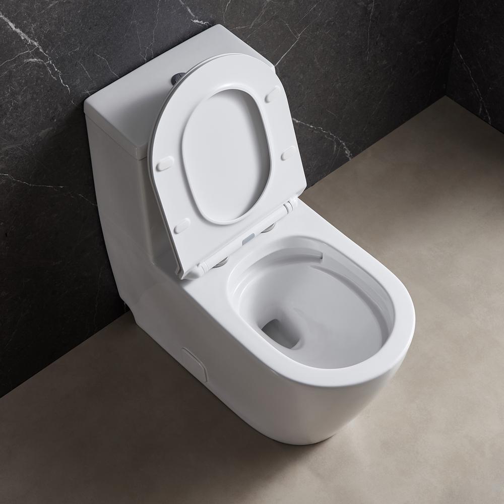 All-in-One Toilet Elongated One-Piece Dual Flush 1.28 GPF/0.88 GPF High Efficiency Skirted Toilet in White - Super Arbor