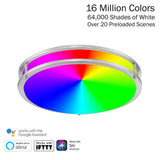 14 in. Voice Controlled Colors Brushed Nickel Smart LED Flush Mount - Super Arbor