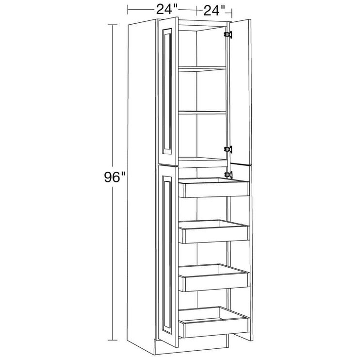 Home Decorators Collection Grayson 24 in. W x 24 in. D x 96 in. H Assembled Plywood Pantry Kitchen Cabinet in Pacific White with 4ROT Soft Close