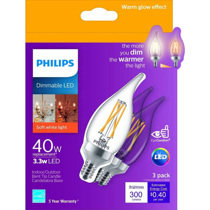 Philips 40-Watt Equivalent B11 Dimmable LED Light Bulb Soft White (12-Pack)