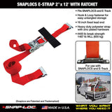 12 ft. x 2 in. Logistic Ratchet E-Strap with Hook and Loop Storage Fastener in Red - Super Arbor