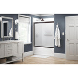 Simplicity 60 in. x 58-1/8 in. Semi-Frameless Traditional Sliding Bathtub Door in Bronze with Niebla Glass - Super Arbor