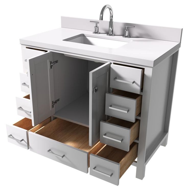 Cambridge 43 in. W x 22 in. D x 35 in. H Vanity in White with Quartz Vanity Top in White with Basin