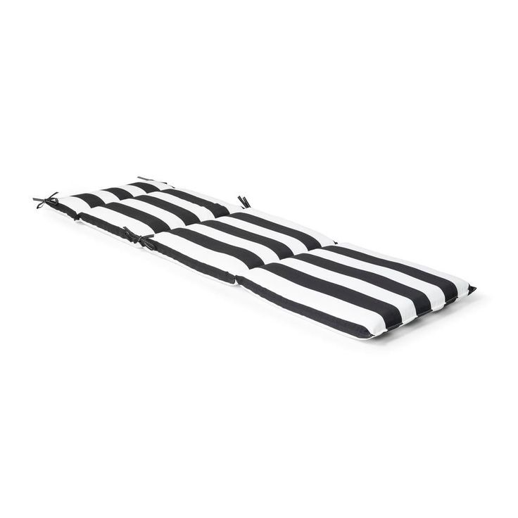 21.5 in. x 72 in. x 4 in. Black Cabana Stripe Outdoor Chaise Lounge Cushion