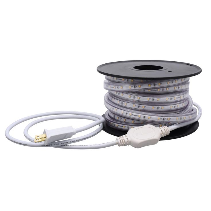32.8 ft. 60-Watt Plug-In Outdoor Flex LED Landscape Lighting Deck Rail Lights Set Bright White 4000K, White