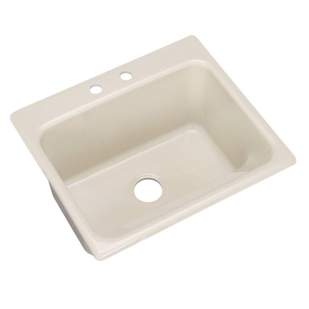 Kensington Drop-In Acrylic 25 in. 2-Hole Single Bowl Utility Sink in White - Super Arbor