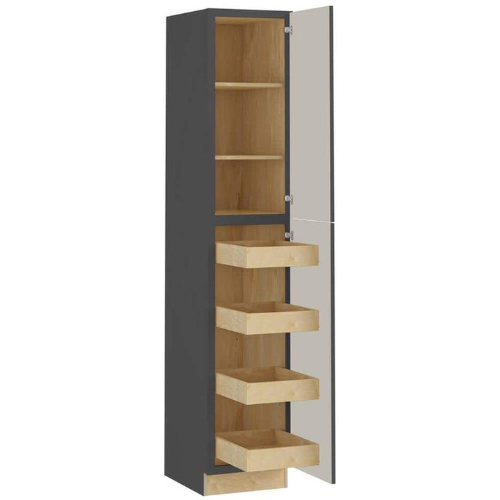 Home Decorators Collection Washington 18 in. W x 24 in. D x 90 in. H Assembled Plywood Pantry Kitchen Cabinet in Onyx with 4ROT Soft Close LH