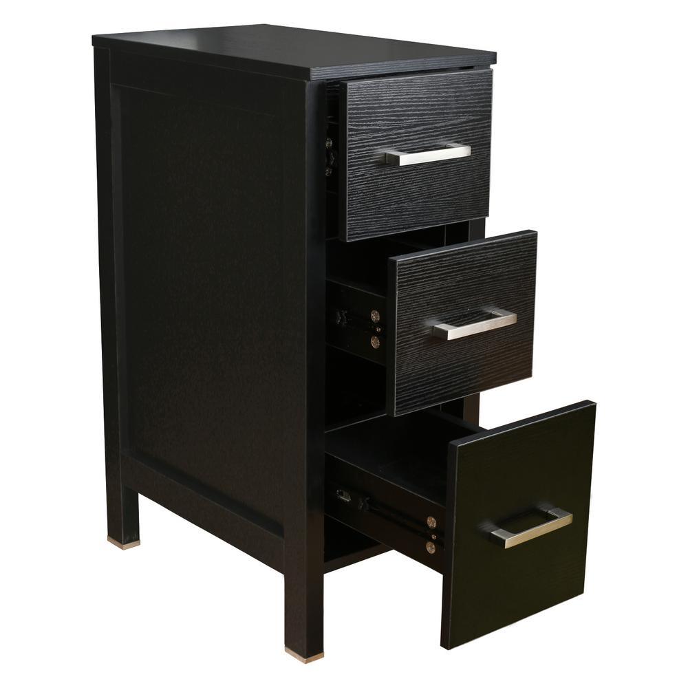 20 in. W x 12 in. D x 30 in. H Bathroom Vanity Cabinet Linen Cabinet with Three Drawers in Black - Super Arbor