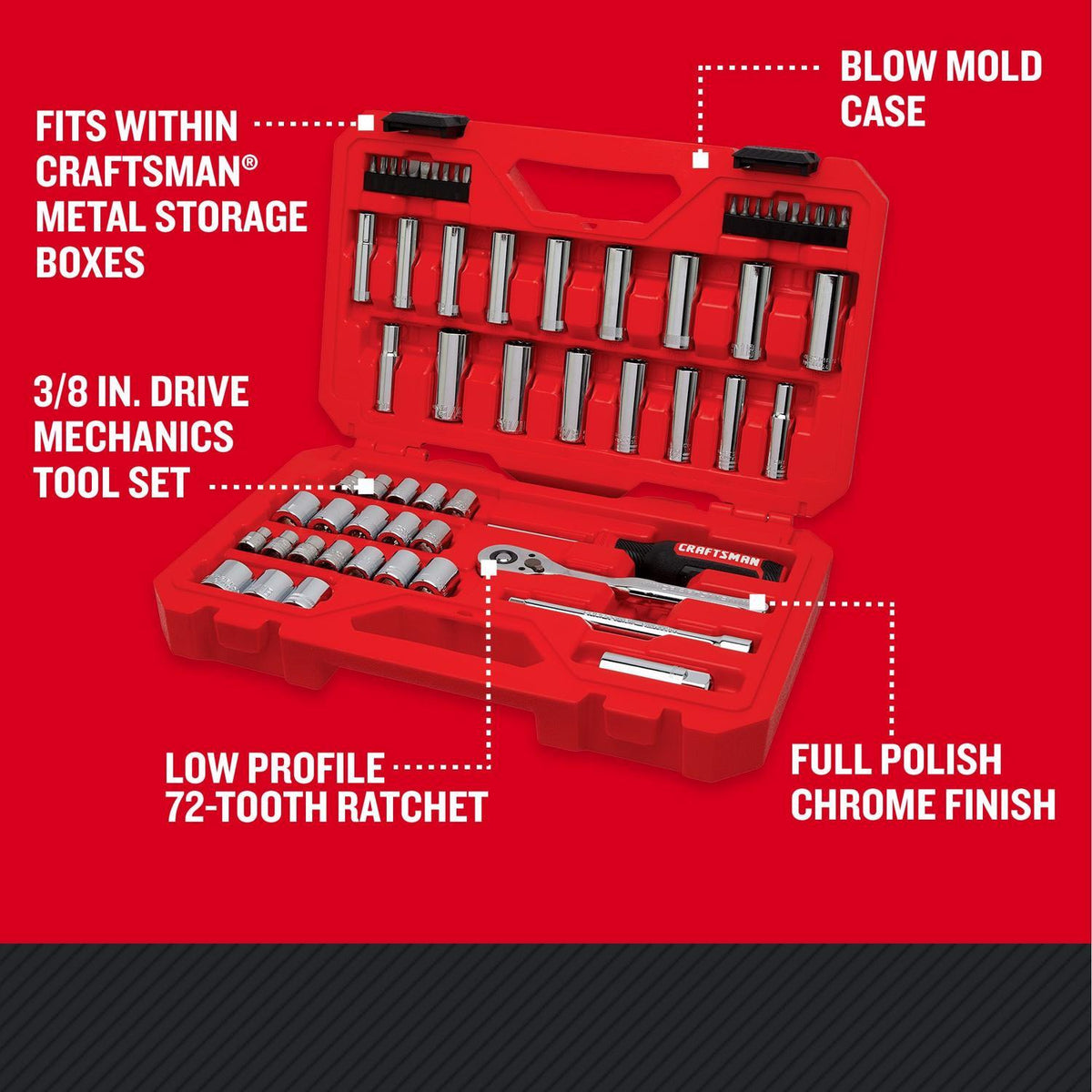 Craftsman 61-Piece 3/8" Drive Metric and SAE Mechanics Tool Set