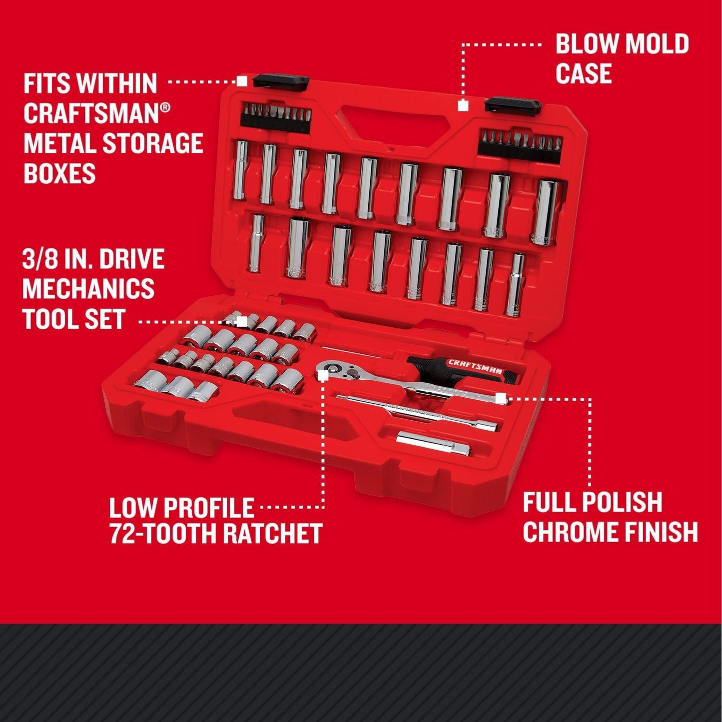 Craftsman 61-Piece 3/8" Drive Metric and SAE Mechanics Tool Set