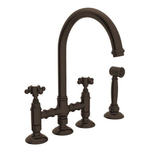 Rohl Italian Kitchen San Julio Tuscan Brass 2-Handle Deck-Mount Bridge Handle Kitchen Faucet