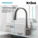Esina Single-Handle Pull-Down Sprayer Kitchen Faucet with Dual Function Sprayhead in All-Brite Spot Free Stainless Steel - Super Arbor