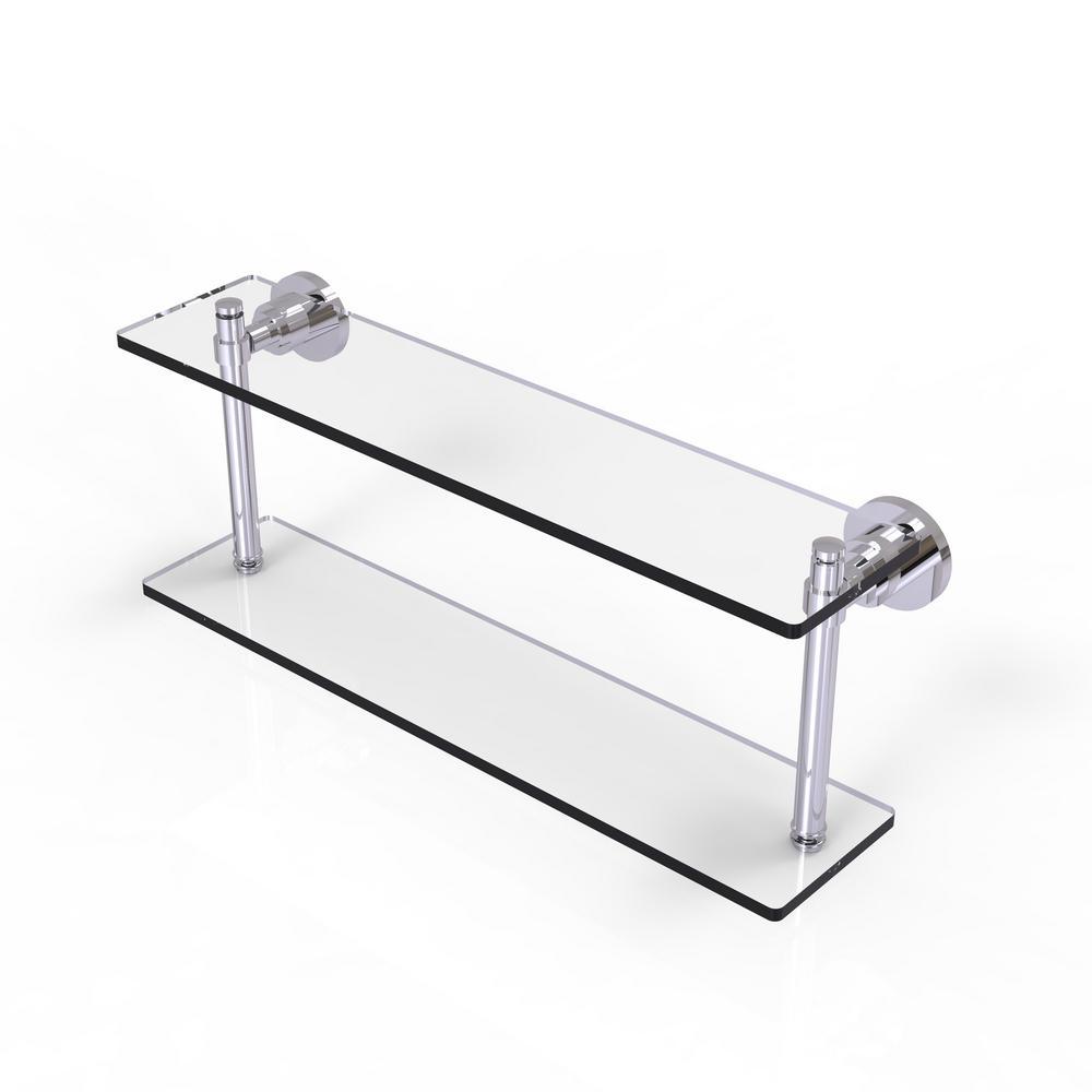 Washing Square Collection 22 in. 2-Tiered Glass Shelf in Matte Black - Super Arbor