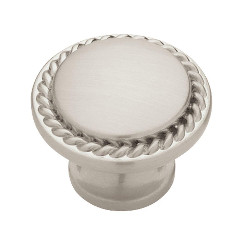 Contempo 1-1/8 in. (28mm) Satin Nickel Rope Edge Round Cabinet Knob - Super Arbor