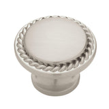 Contempo 1-1/8 in. (28mm) Satin Nickel Rope Edge Round Cabinet Knob - Super Arbor