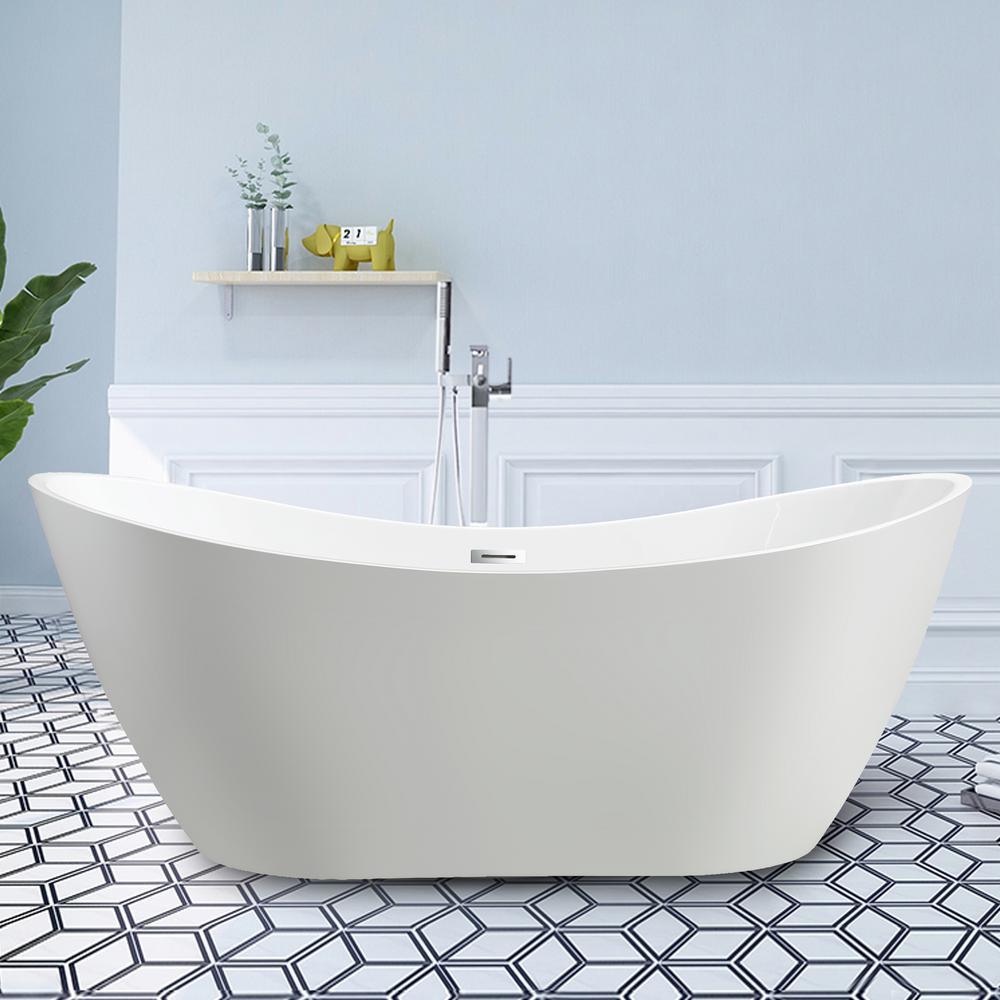 Mulhouse 71 in. Acrylic Flatbottom Freestanding Bathtub in White - Super Arbor