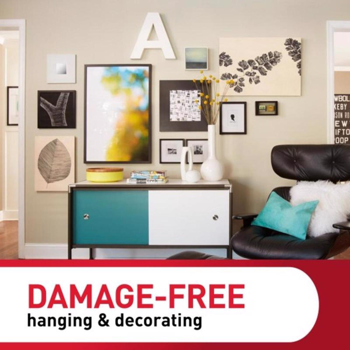 3M Command White Large Picture Hanging Strips, 16 lb Hold, 8 Pack (4 Pairs)