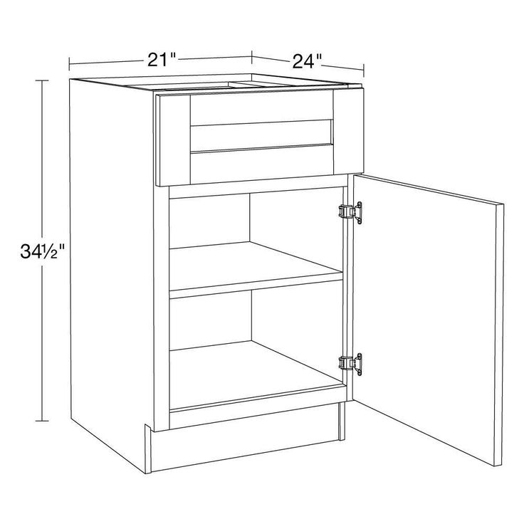 Home Decorators Collection Washington Veiled Gray Plywood Shaker Assembled Base 1 Drawer Kitchen Cabinet Soft Close 21 in W x 24 in D x 34.5 in H