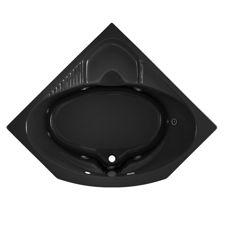 CAPELLA 55 in. x 55 in. Acrylic Center Drain Corner Drop-In Whirlpool Bathtub with Heater in Black - Super Arbor