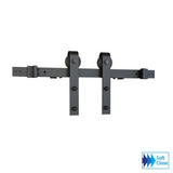 78 in. Soft Close Black Solid Steel Sliding Rolling Barn Door Hardware Kit for Single Wood Doors - Super Arbor