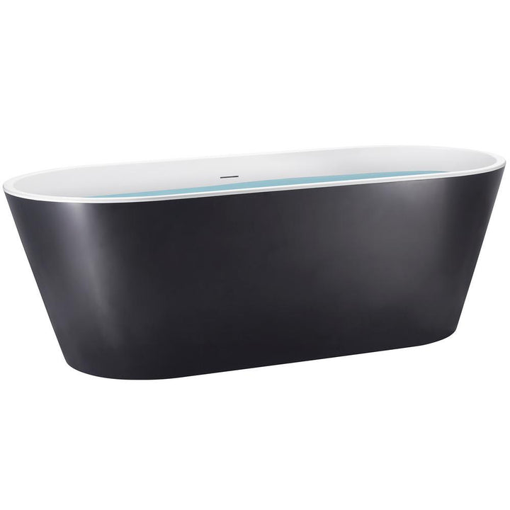 60 in. Acrylic Double Ended Flatbottom Non-Whirlpool Bathtub in Matte Black - Super Arbor