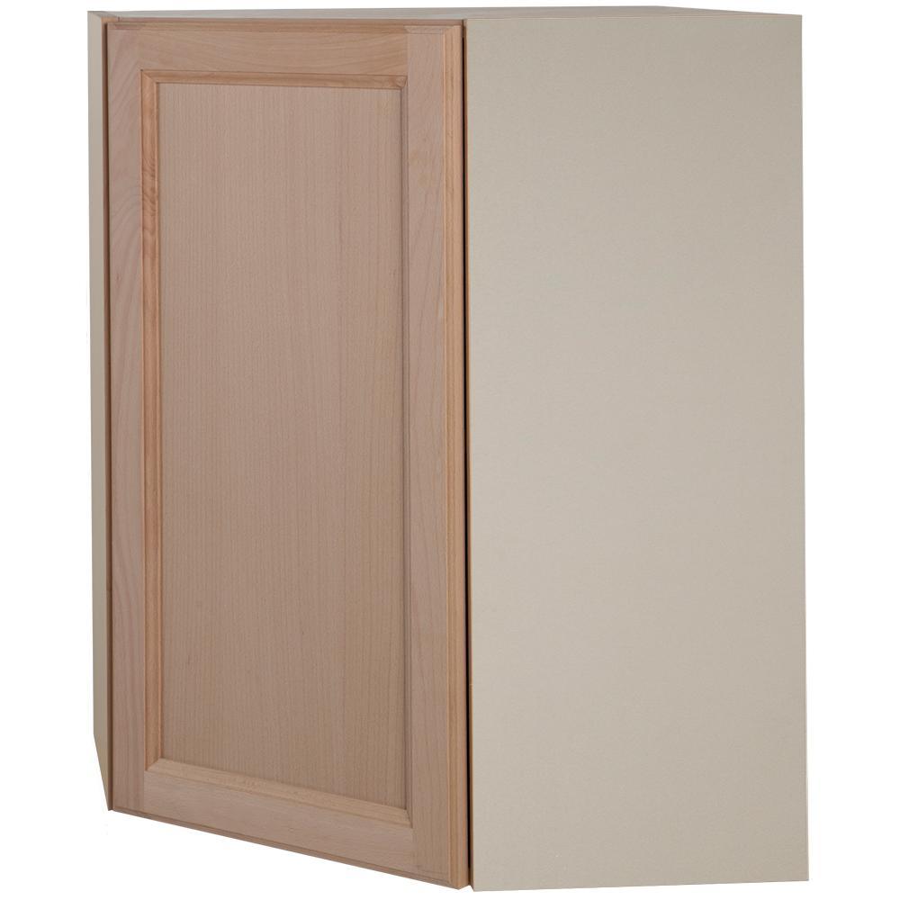 Easthaven Shaker Assembled 23.64 in. x 30 in. x 23.64 in. Frameless Corner Wall Cabinet in Unfinished Beech - Super Arbor