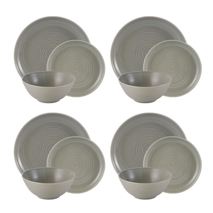 William Mason 12-Piece Casual Grey Stoneware Dinnerware Set (Service for 4)