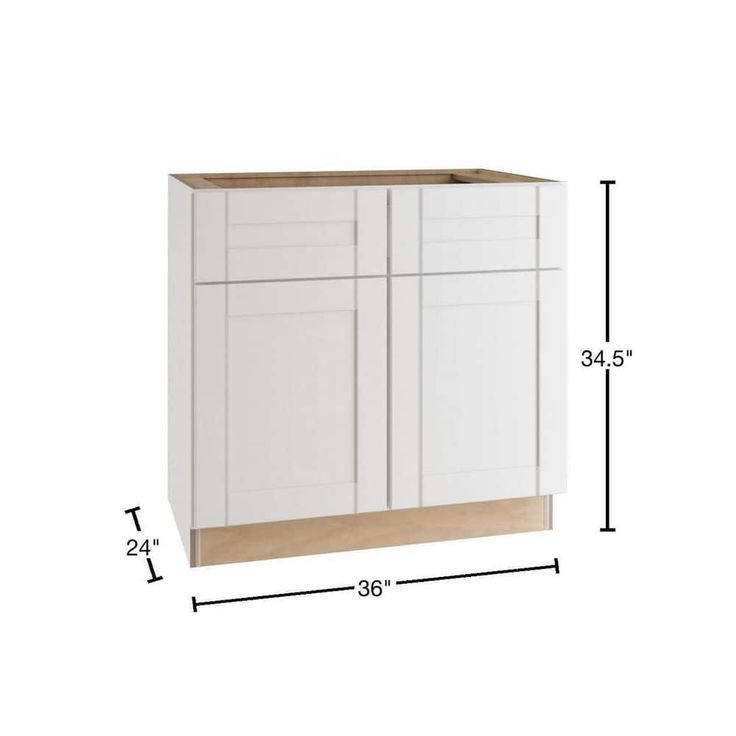 Home Decorators Collection Washington Vesper White Plywood Shaker Assembled Vanity Sink Base Kitchen Cabinet Sft Cls 36 in W x 24 in D x 34.5 in H