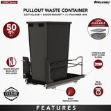 Rev-A-Shelf 50-Quart Plastic Soft-Close Pull-Out Trash Can (53WC Series)