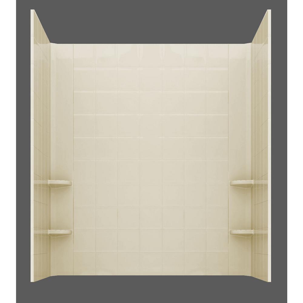 NOVA Heated Wheelchair Accessible 5 ft. walk-in bathtub with 6 in. Tile Easy Up Adhesive Wall Surround in Biscuit - Super Arbor