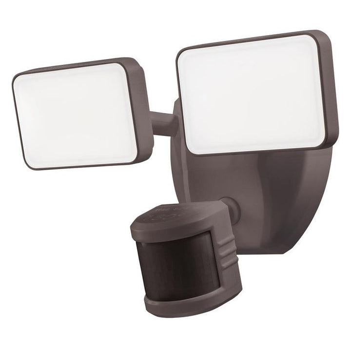 SECUR360 Wi-Fi Connected Bronze Wired Twin Head Voice Activated Motion Activated Outdoor LED Security Flood Light 2000 Lumens