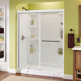Simplicity 60 in. x 70 in. Semi-Frameless Traditional Sliding Shower Door in Nickel with Rain Glass - Super Arbor