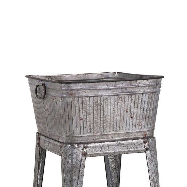 32 in. Gray Iron Multi-Functional Galvanized Metal Tub on Stand