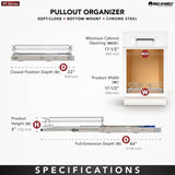 Rev-A-Shelf 17.5-in W x 6-in H 1-Tier Pull Out Metal Basket