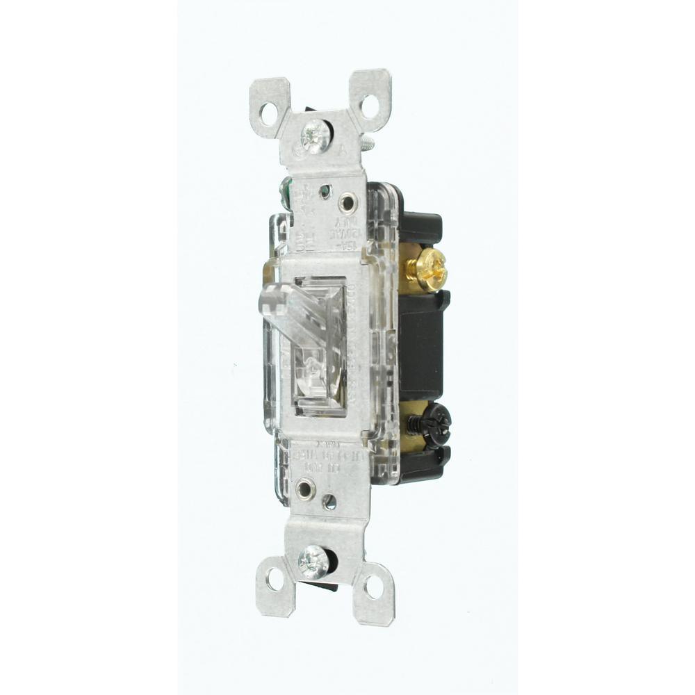 15 Amp 3-Way Toggle Light Switch, Clear - Super Arbor