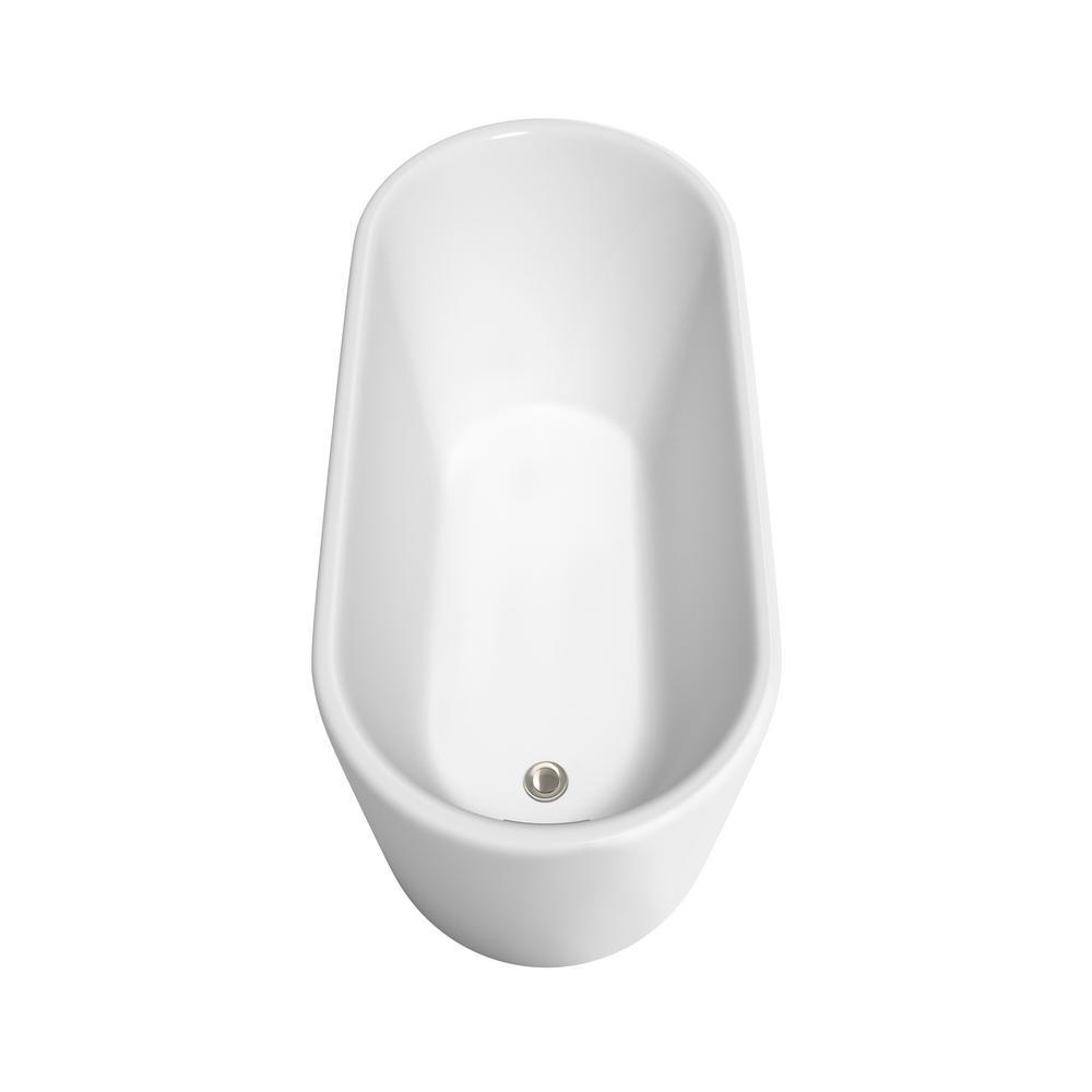 Ursula 4.9 ft. Acrylic Flatbottom Non-Whirlpool Bathtub in White with Brushed Nickel Trim - Super Arbor
