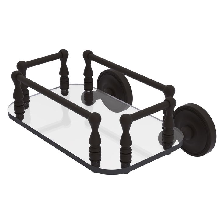 Allied Brass Prestige Regal Collection Wall Mounted Glass Guest Towel Tray in Antique Copper