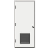 30 in. x 80 in. Premium Vented Flush White Primed Left-Hand Outswing Steel Prehung Front Door with 4 in. Wall