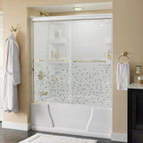 Crestfield 60 in. x 58-1/8 in. Semi-Frameless Traditional Sliding Bathtub Door in Bronze with Transition Glass - Super Arbor