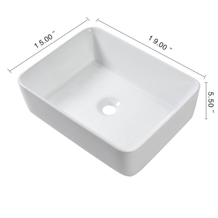 LORDEAR 19 in. x 15 in. Modern Bathroom Rectangle Above in White Porcelain Ceramic Vessel Vanity Sink Art Basin