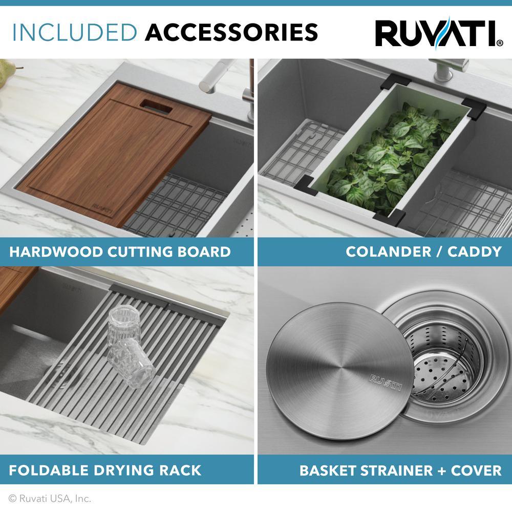 Apron-Front Stainless Steel 33 in. 16-Gauge Workstation Double Bowl 60-40 Farmhouse Kitchen Sink - Super Arbor