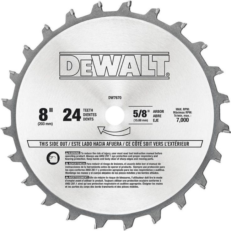 DEWALT 8-in 24-Tooth Carbide Dado Table Saw Blade