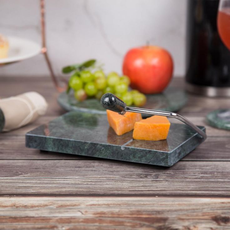 Natural Green Marble Stone 5 in. L x 8 in. W Cheese Slicer, Butter Cutter with Replacement Wire