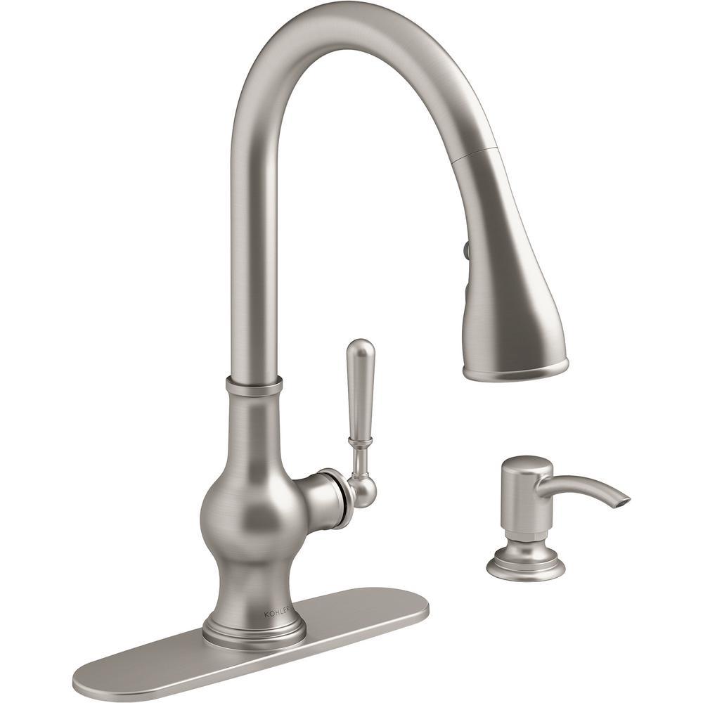 Capilano Single-Handle Pull-Down Sprayer Kitchen Faucet with Boost Technology in Oil-Rubbed Bronze - Super Arbor