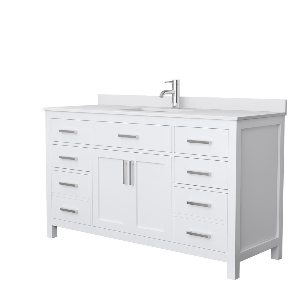 Beckett 42 in. W x 22 in. D Single Vanity in White with Cultured Marble Vanity Top in White with White Basin - Super Arbor