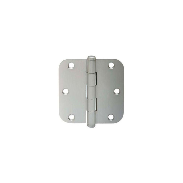 3.5 in. x 1/4 in. Radius Satin Nickel Round Hinges (3 per Pack) - Super Arbor